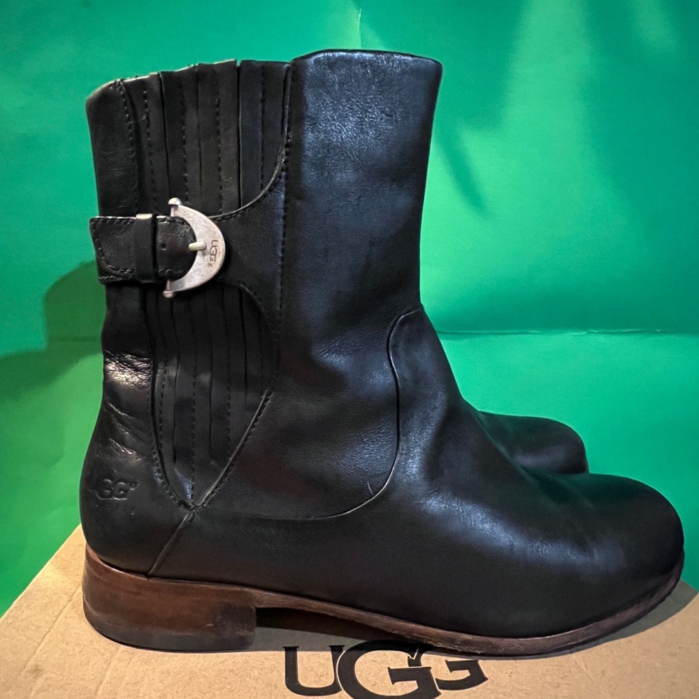 UGG Black Leather Booties size 9